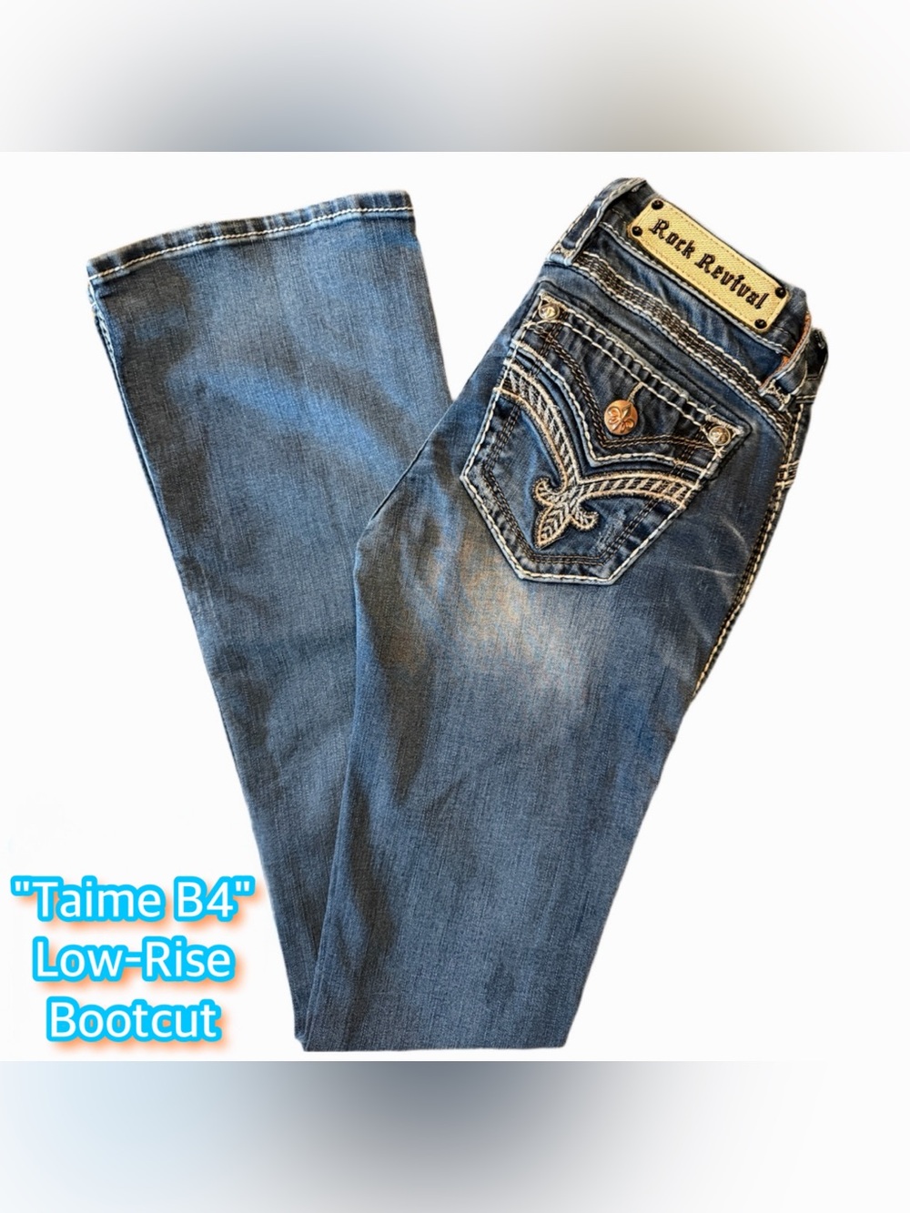 Rock Revival Women’s Taime B4 Bootcut Flap Pocket Distressed Size 24